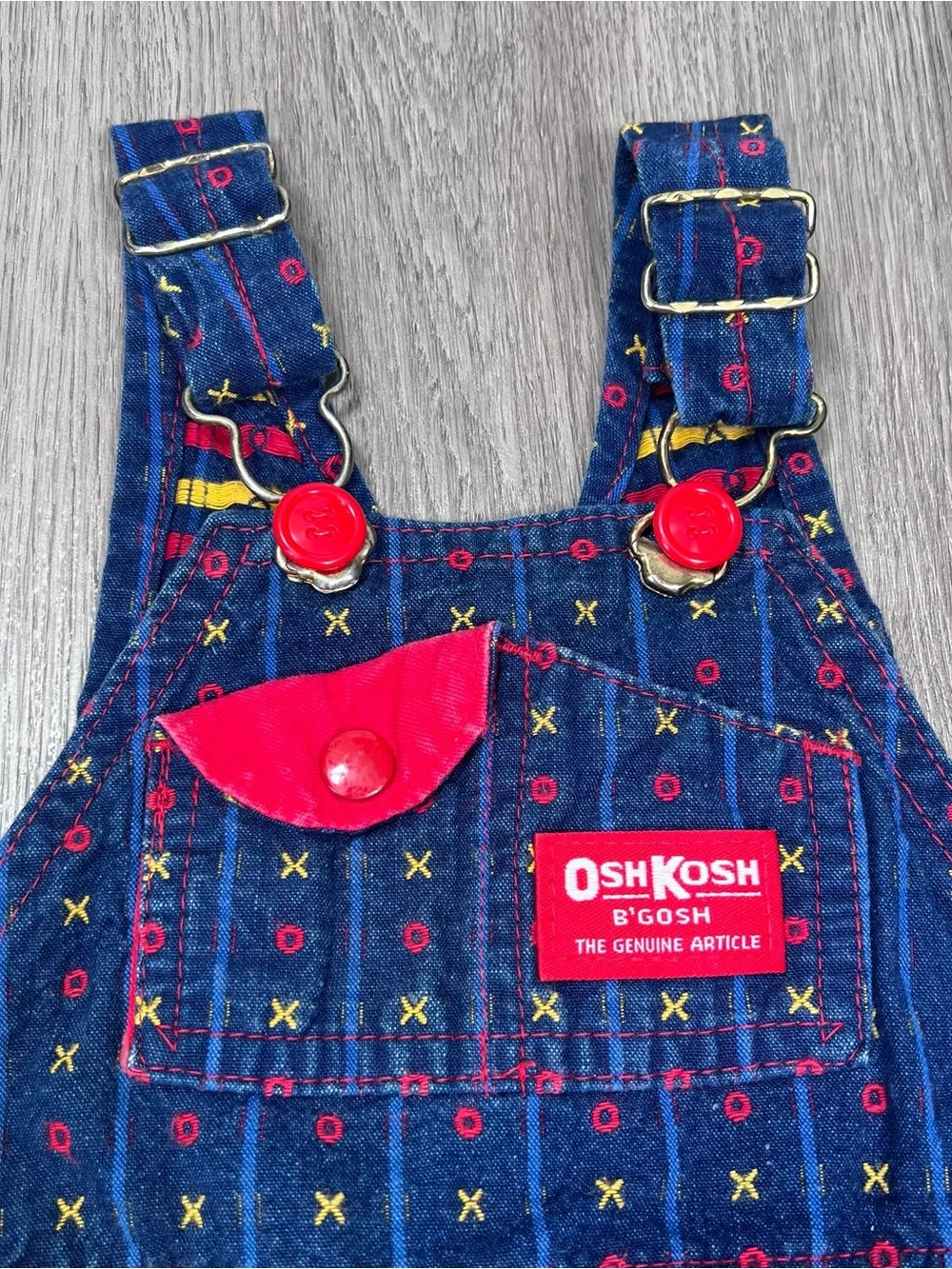 OshKosh B'Gosh Vestbak Bib Romper Overalls Size‎ 12M Blue Vintage 1980s USA XO